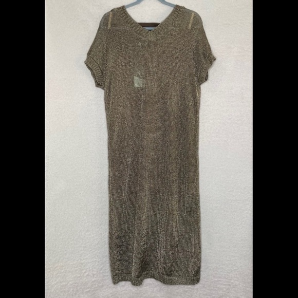 Tuckernuck Bronze Metallic Knit Indie Midi Dress-Brown-Women’s M-Party-Cocktail - Picture 6 of 16
